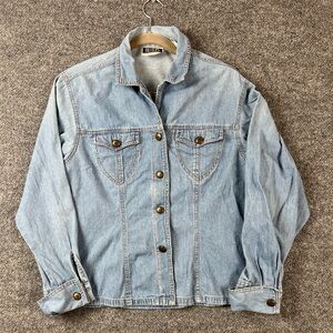 Vintage Bill Blass Jean Denim Shirt Women Medium Blue Shacket Button Up‎ Western
